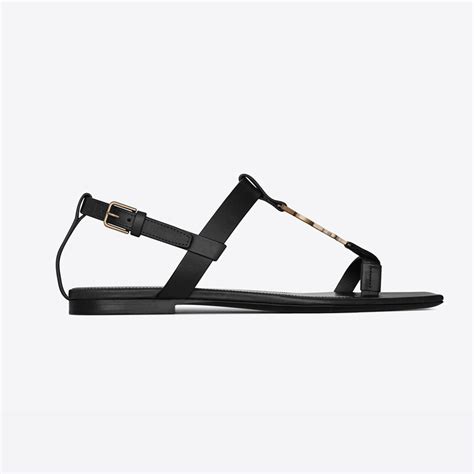 ysl flat sandals gold|saint laurent cassandra flat sandals.